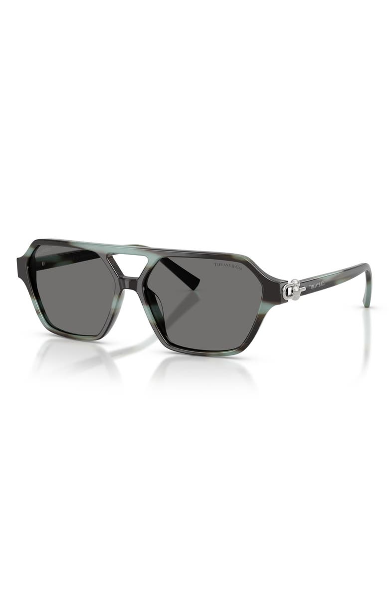 Tiffany & Co. Polarized 58mm Square Sunglasses, Alternate, color, Striped Black Tiffany / Grey