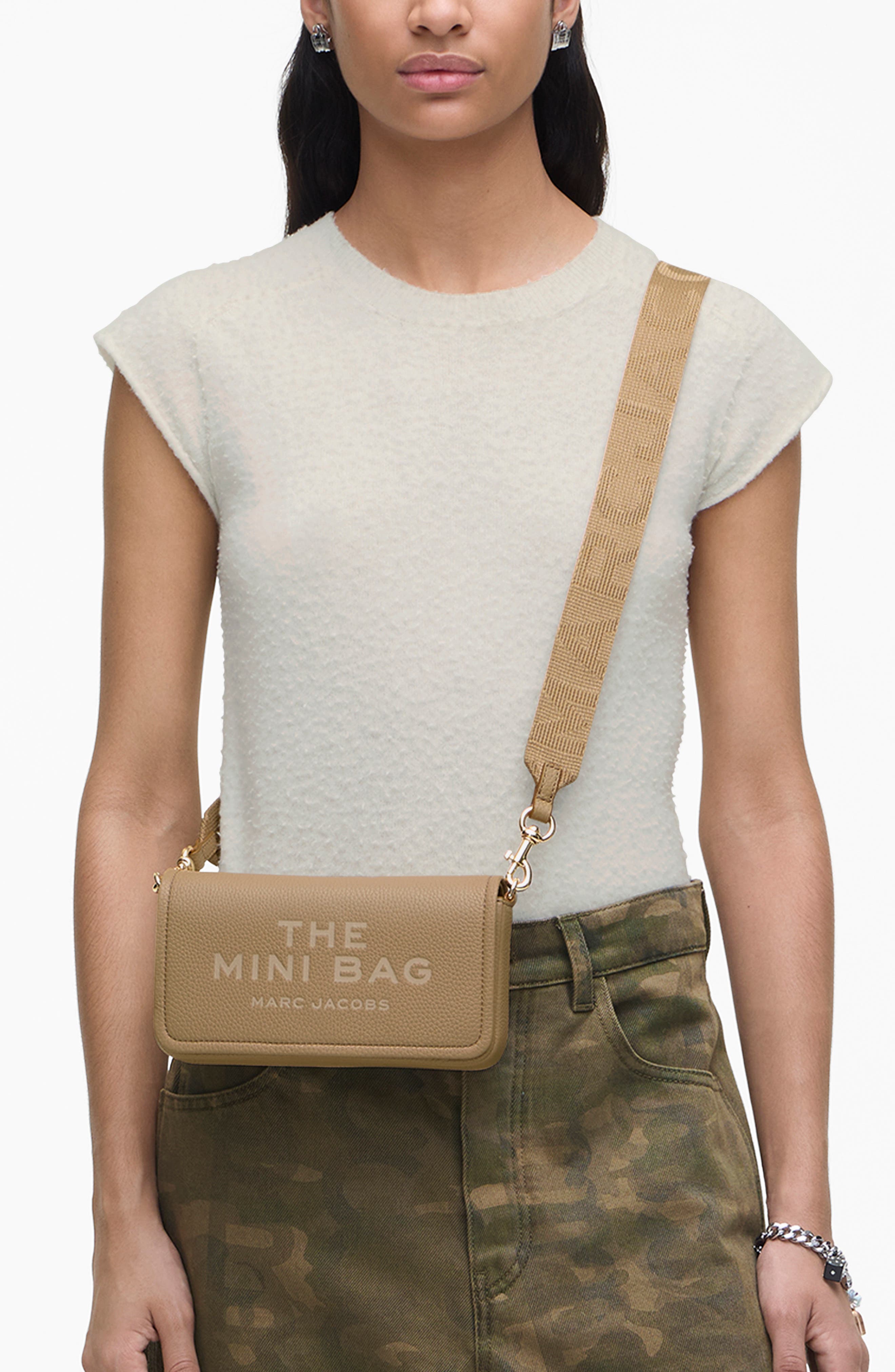 The Mini Leather Crossbody Bag, Alternate, color, CAMEL