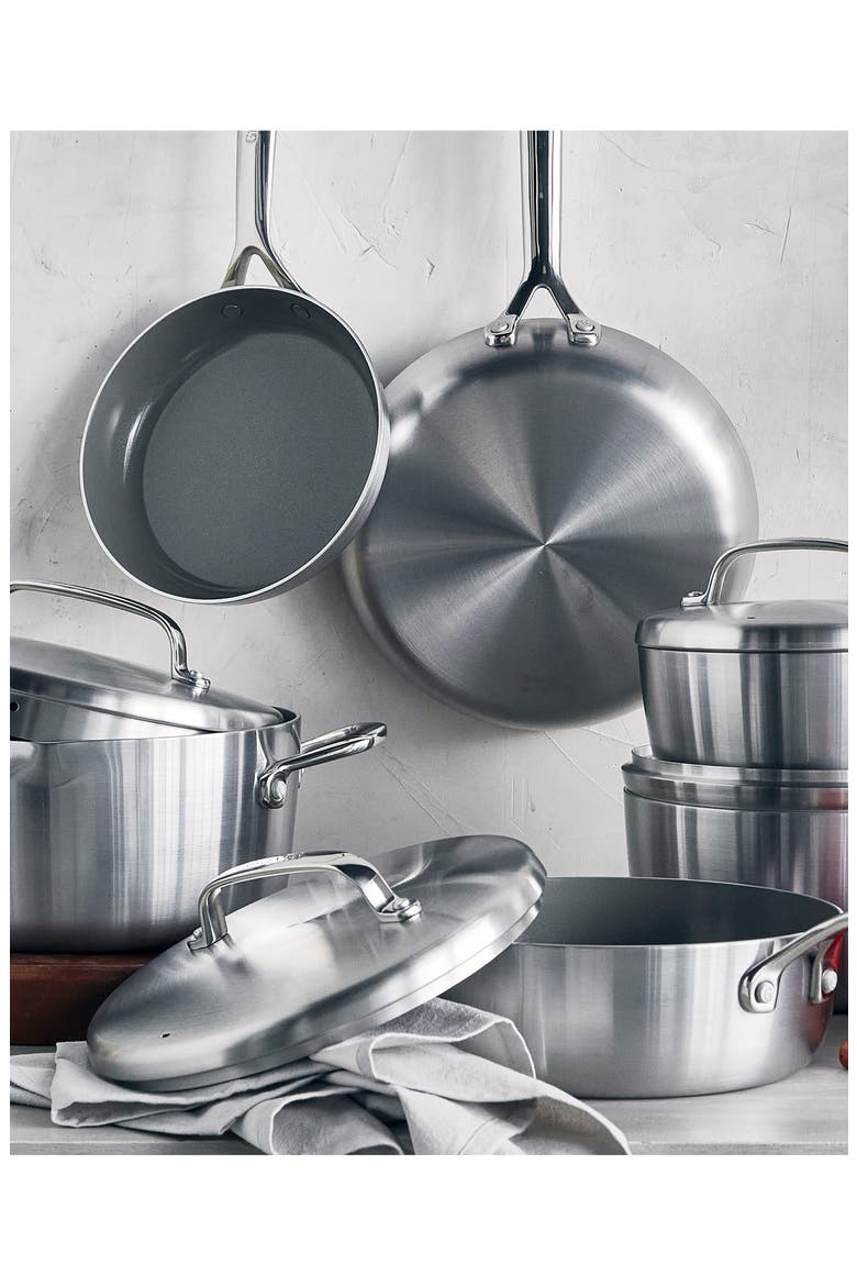 GP5 10-Piece Nonstick Stainless Steel Cookware Set, Alternate, color, STAINLESS STEEL