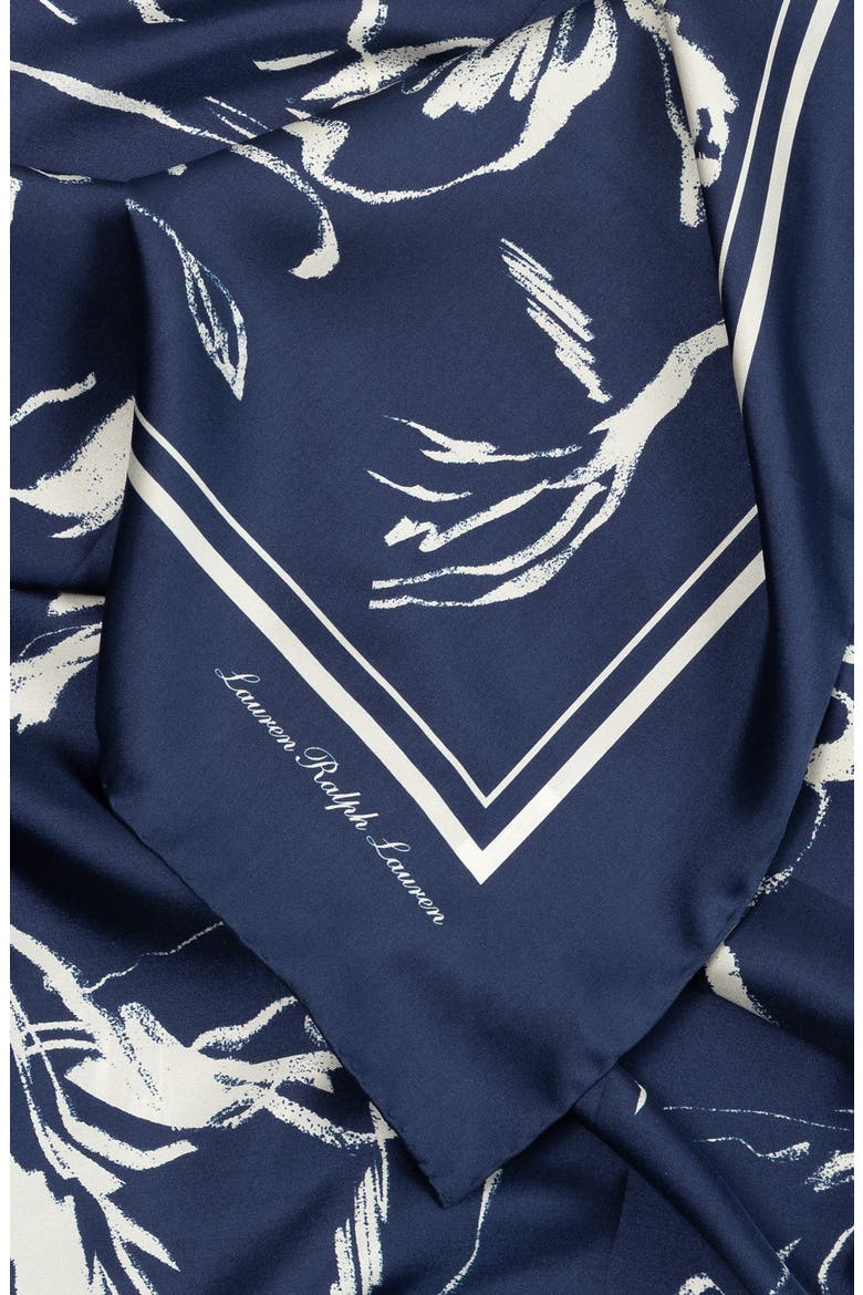 Artisitic Silk Square Scarf, Alternate, color, NAVY