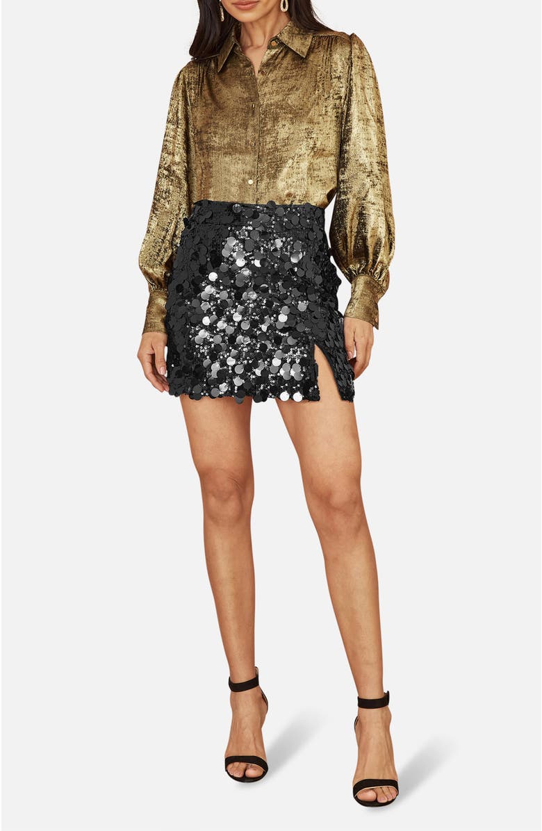 Yumi Big Sequin Mini Skirt, Alternate, color, 