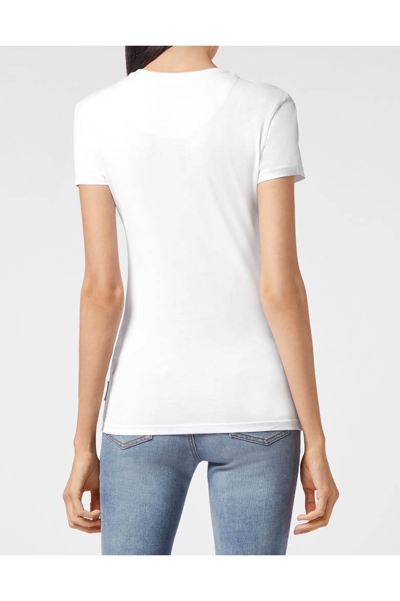 T-Shirt Round Neck Skull Women, Alternate, color, white