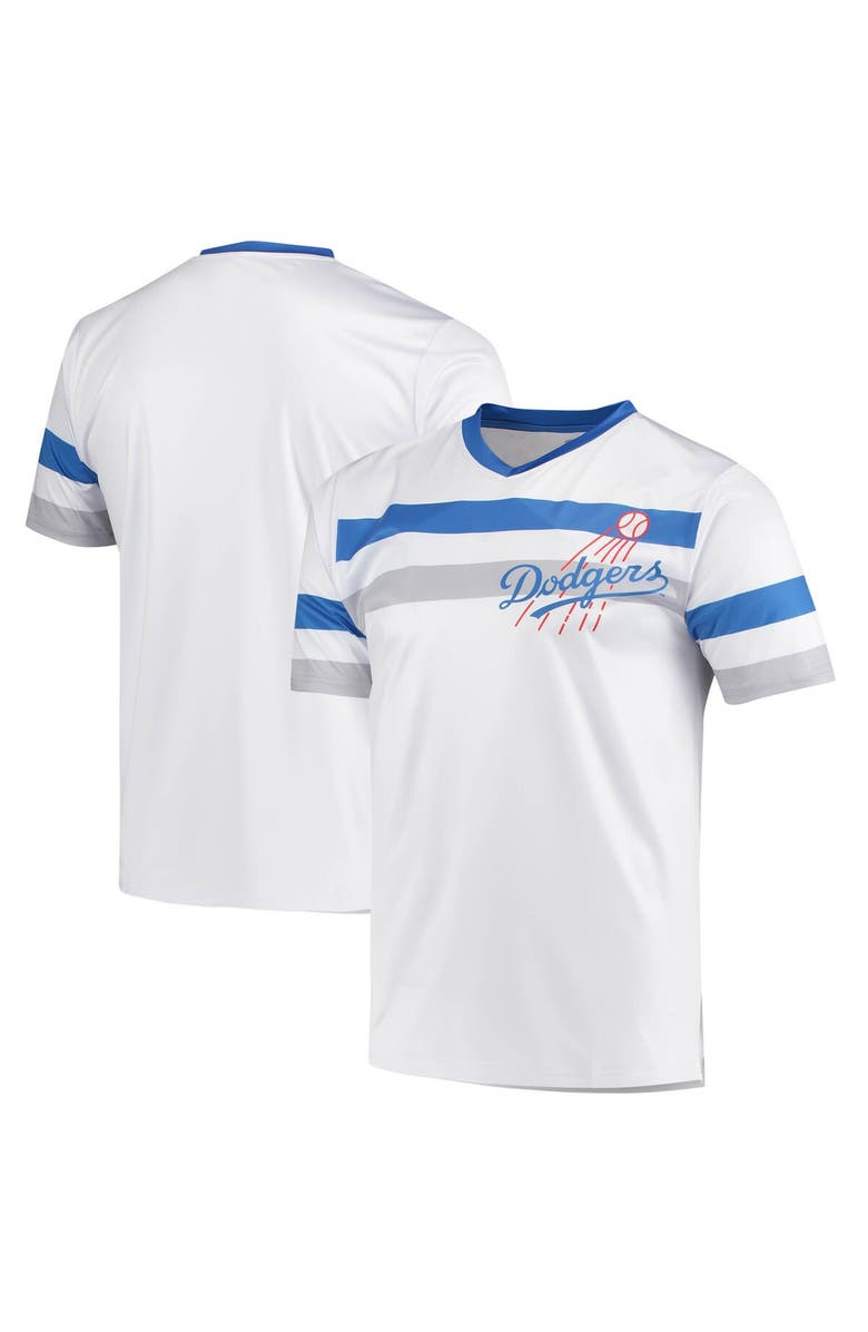 STITCHES Men's Stitches White Los Angeles Dodgers Cooperstown Collection V-Neck Jersey, Alternate, color,