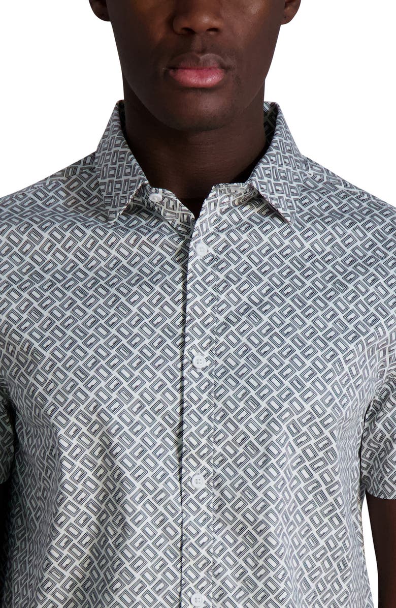 KARL LAGERFELD PARIS Logo Print Short Sleeve Shirt, Alternate, color, Black/ White