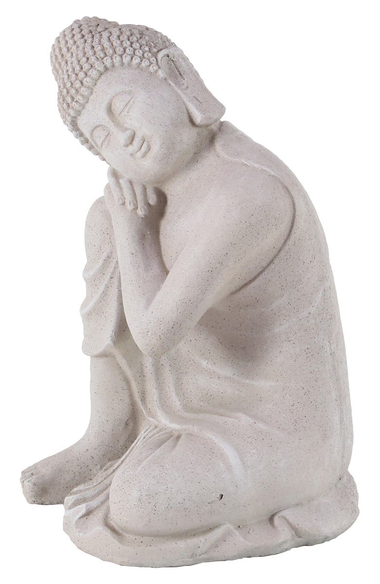 GINGER BIRCH STUDIO Gray Magnesium Oxide Traditional Buddha Garden Sculpture, Alternate, color, 