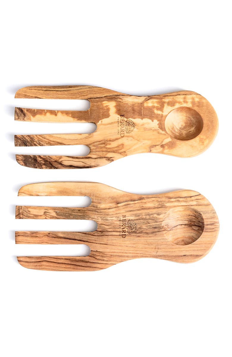 Berard Olive Wood Salad Serving Hands, 2 Piece Set, Alternate, color, Brown