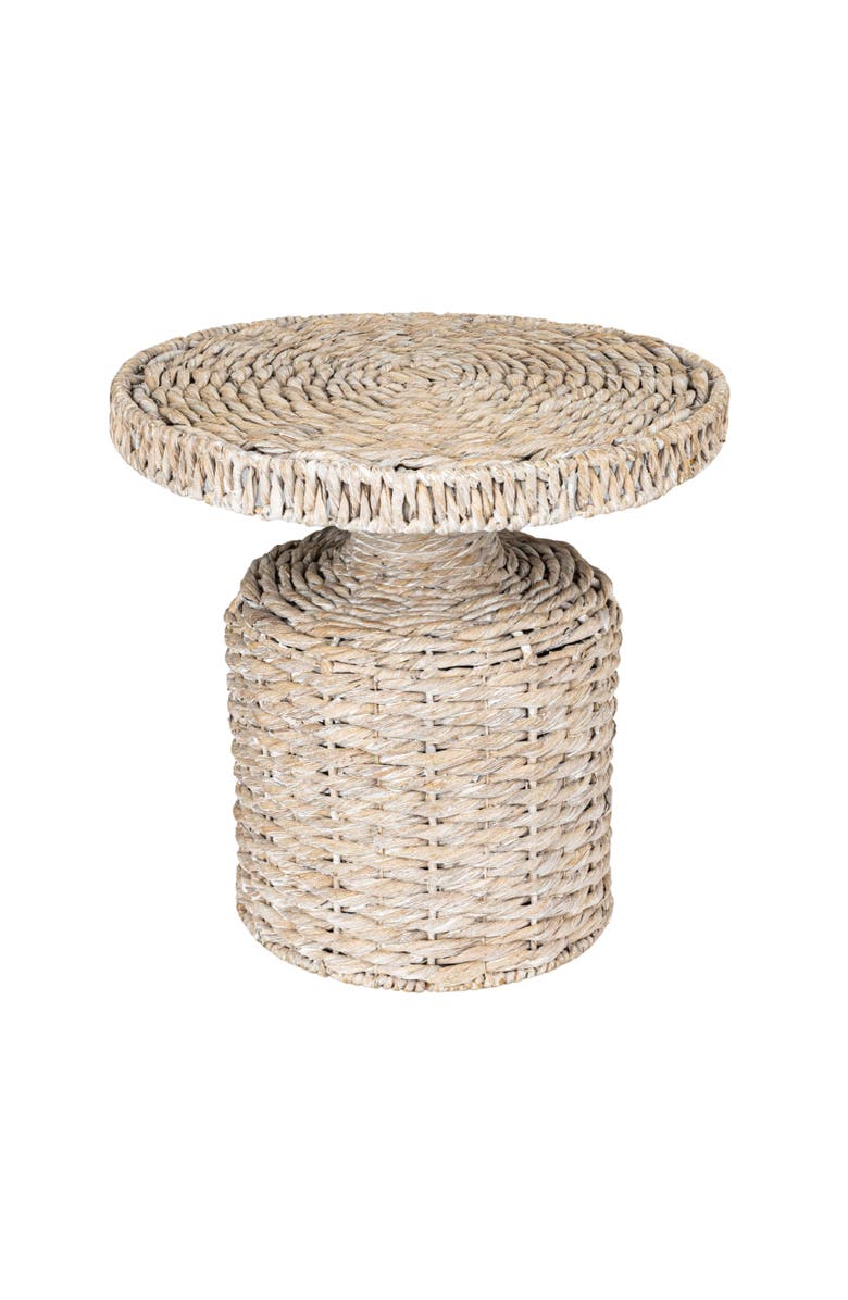 Storied Home Hand-Woven Water Hyacinth Table, Whitewashed, Main, color, White