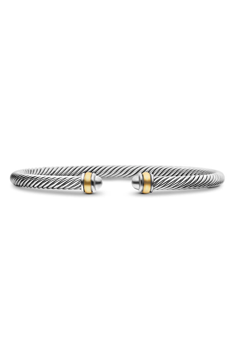 David Yurman Cable Classics Sterling Silver & 18K Yellow Gold Bracelet, 4mm, Main, color, Silver