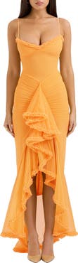HOUSE OF CB Gabbi Ruffle Mesh High-Low Cocktail Dress