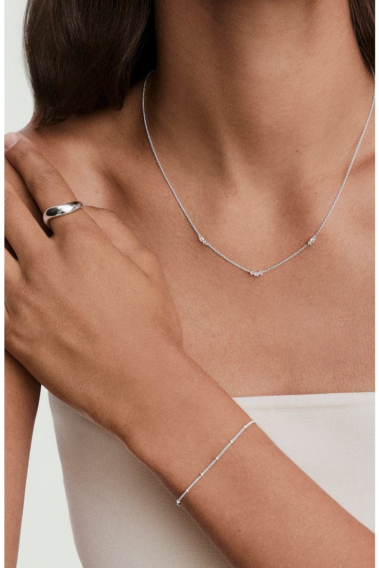 Floating Lab Grown Sapphire Necklace, Alternate, color, Silver