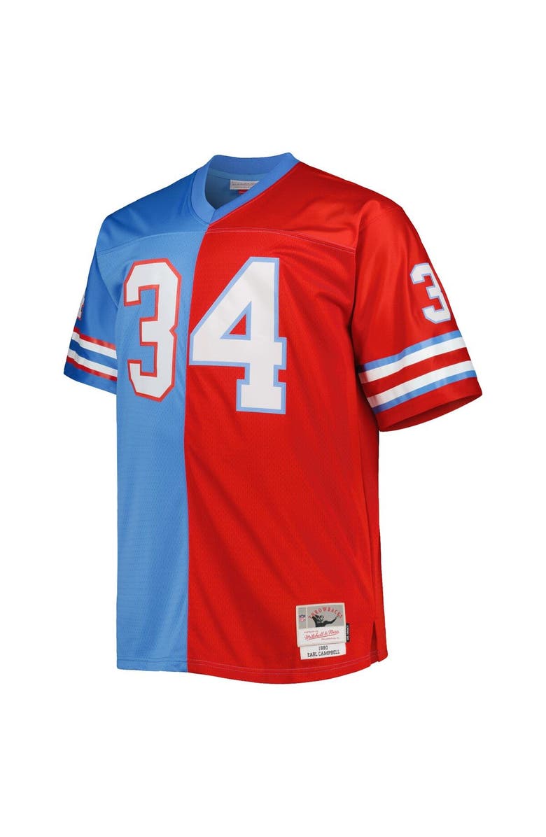 Mitchell & Ness Men's Mitchell & Ness Earl Campbell Light Blue/Red Houston Oilers Big & Tall Gridiron Classics Split Legacy Retired Player Replica Jersey, Alternate, color, 