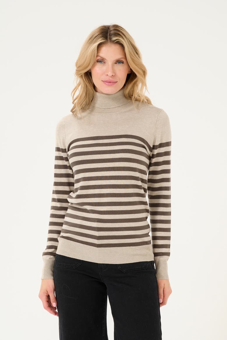KAlizza Roll Neck Slim Fit Pullover, Main, color, Feather Gray/ Brown