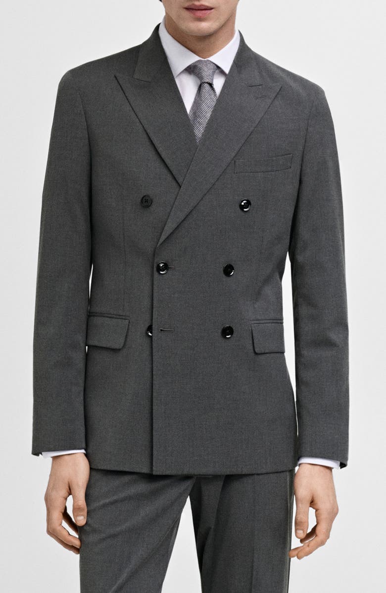 MANGO Slim Fit Double Breasted Suit Jacket, Main, color, 