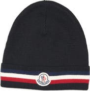 Moncler Tricolor Stripe Virgin Wool Beanie