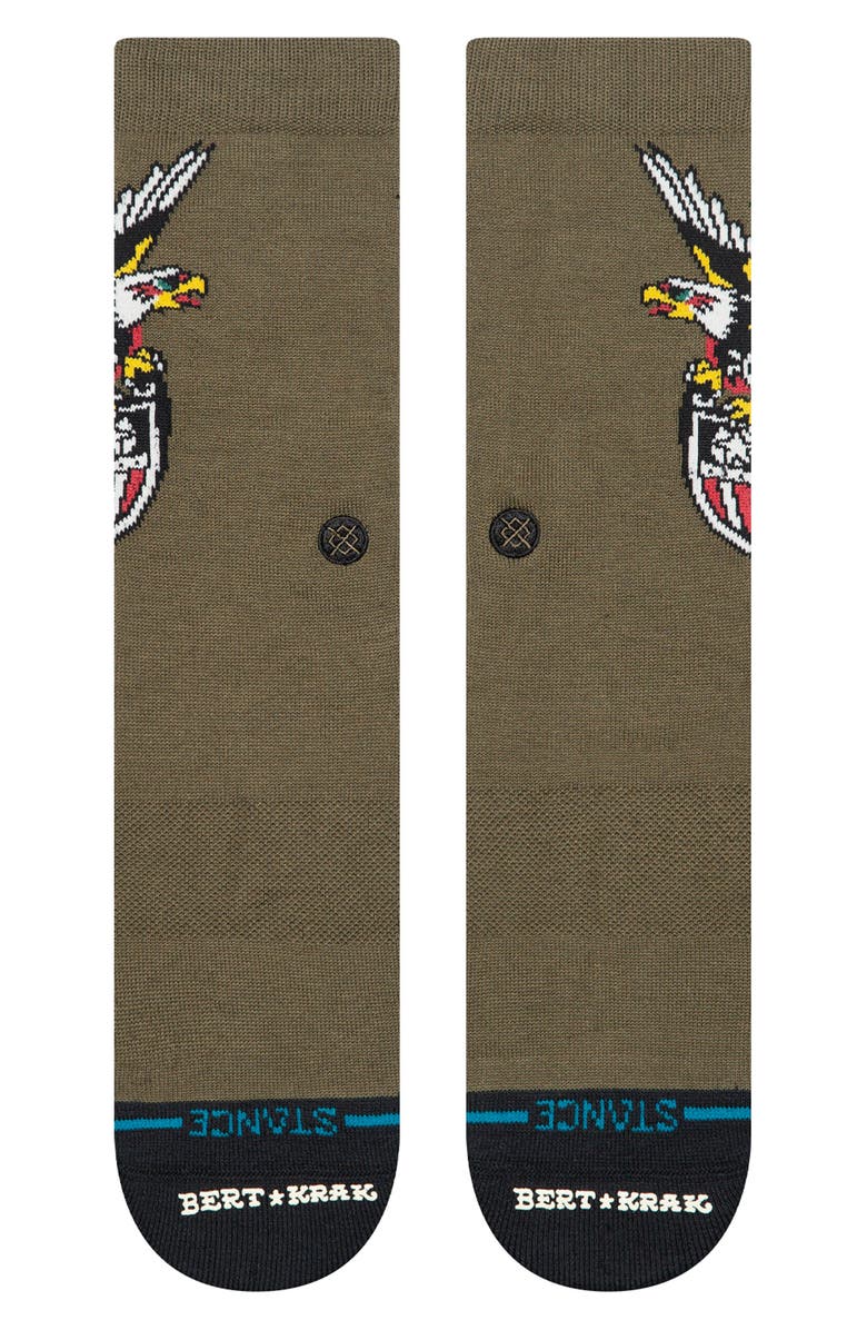 Stance Eagle Cotton Blend Crew Socks, Alternate, color, Military Green
