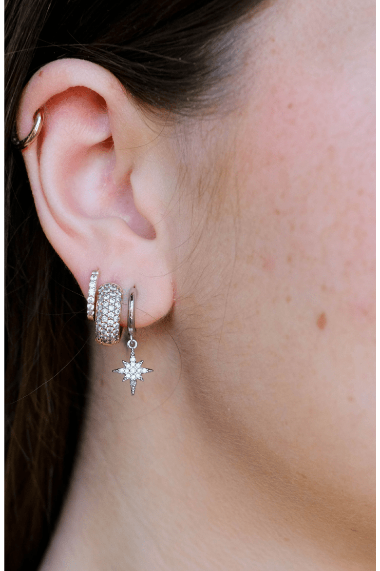 Pavé Dome Huggies, Alternate, color, Silver