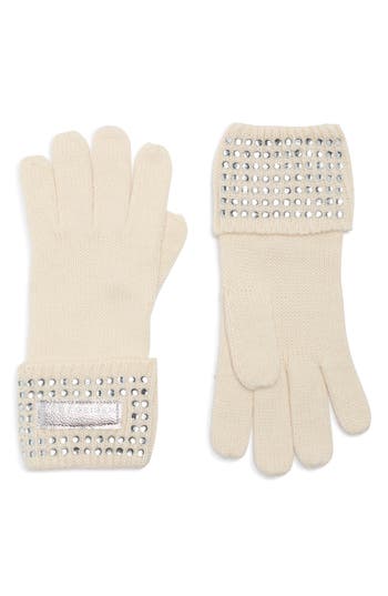Kurt Geiger London Crystal Cuff Gloves In Pink