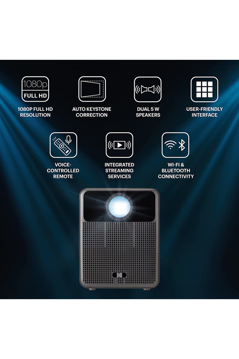 FLIK HD10 Smart Projector, 1080p Portable Projector with Bluetooth, Wi-Fi & Android TV - Black, Alternate, color, White