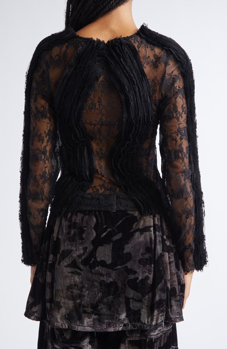 Collina Strada Wavy Dandelion Lace Top, Alternate, color, Black