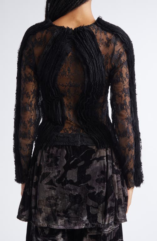 Collina Strada Wavy Dandelion Lace Top In Black