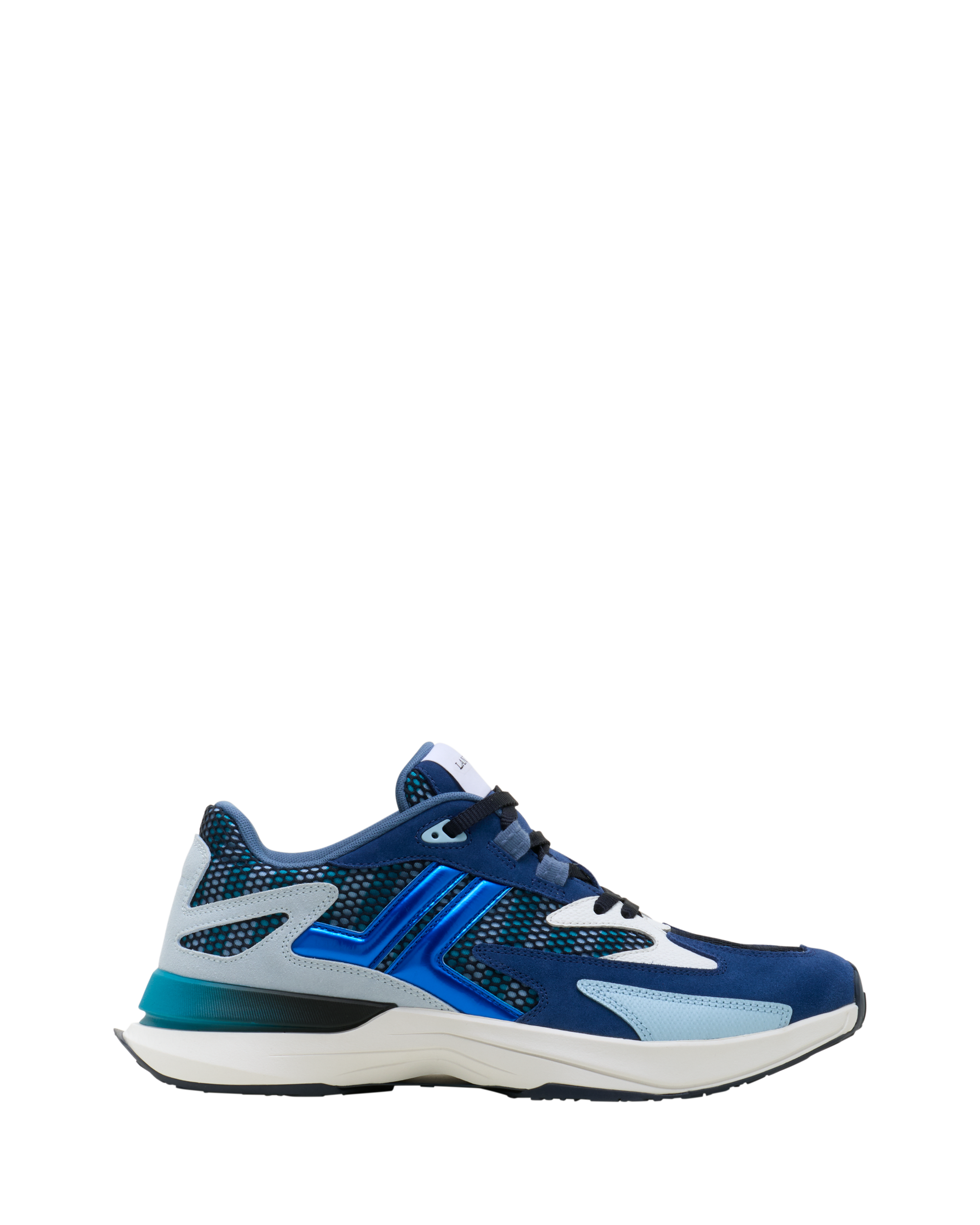 Lanvin Jla Sneakers In Mesh And Metallic Leather, Main, color, Dark Blue/Light Blue