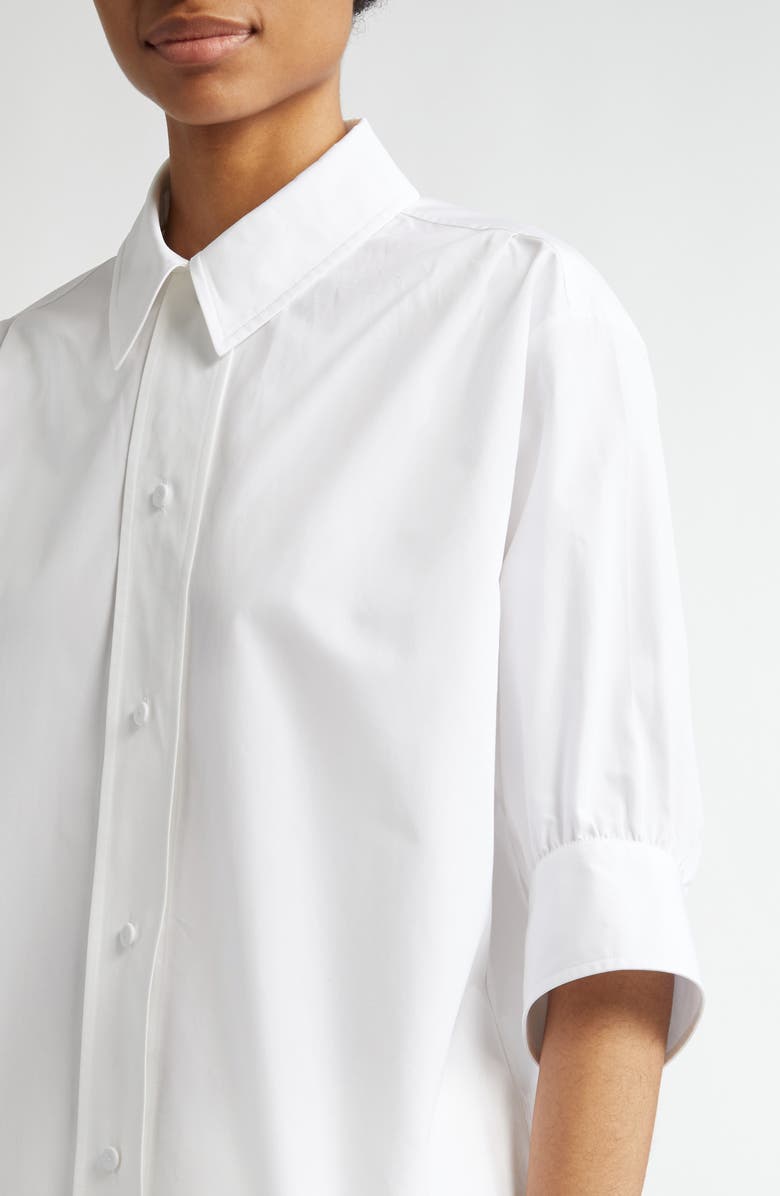 Jil Sander Short Sleeve Cotton Poplin Button-Up Shirt, Alternate, color, Optic White