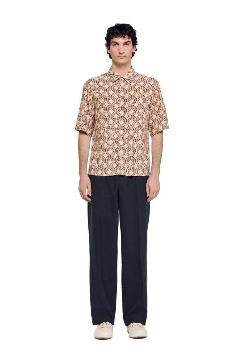Loose-fit rope print shirt, Main, color, Butter cream