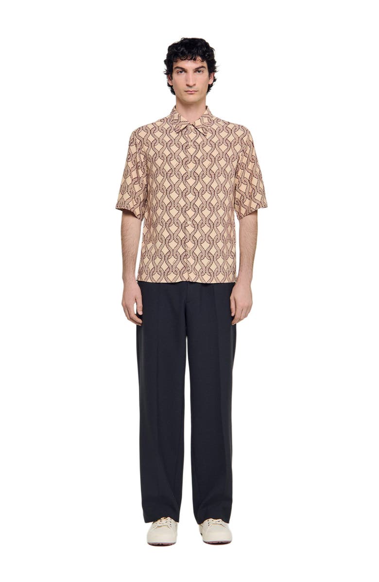 SANDRO Loose-fit rope print shirt, Main, color, Butter Cream