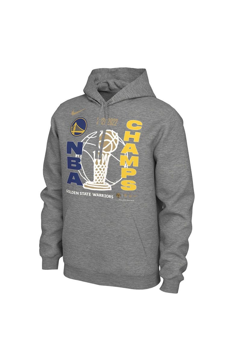 Nike Men's Nike Heathered Gray Golden State Warriors 2022 NBA Finals Champions Locker Room Pullover Hoodie, Alternate, color, 