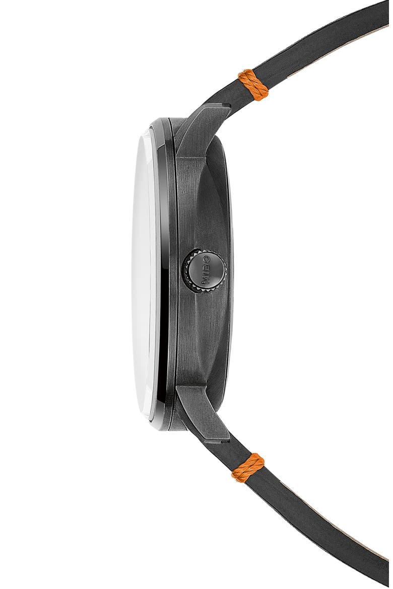 Commander Big Date Automatic Leather Strap Watch, 42mm, Alternate, color, BLACK