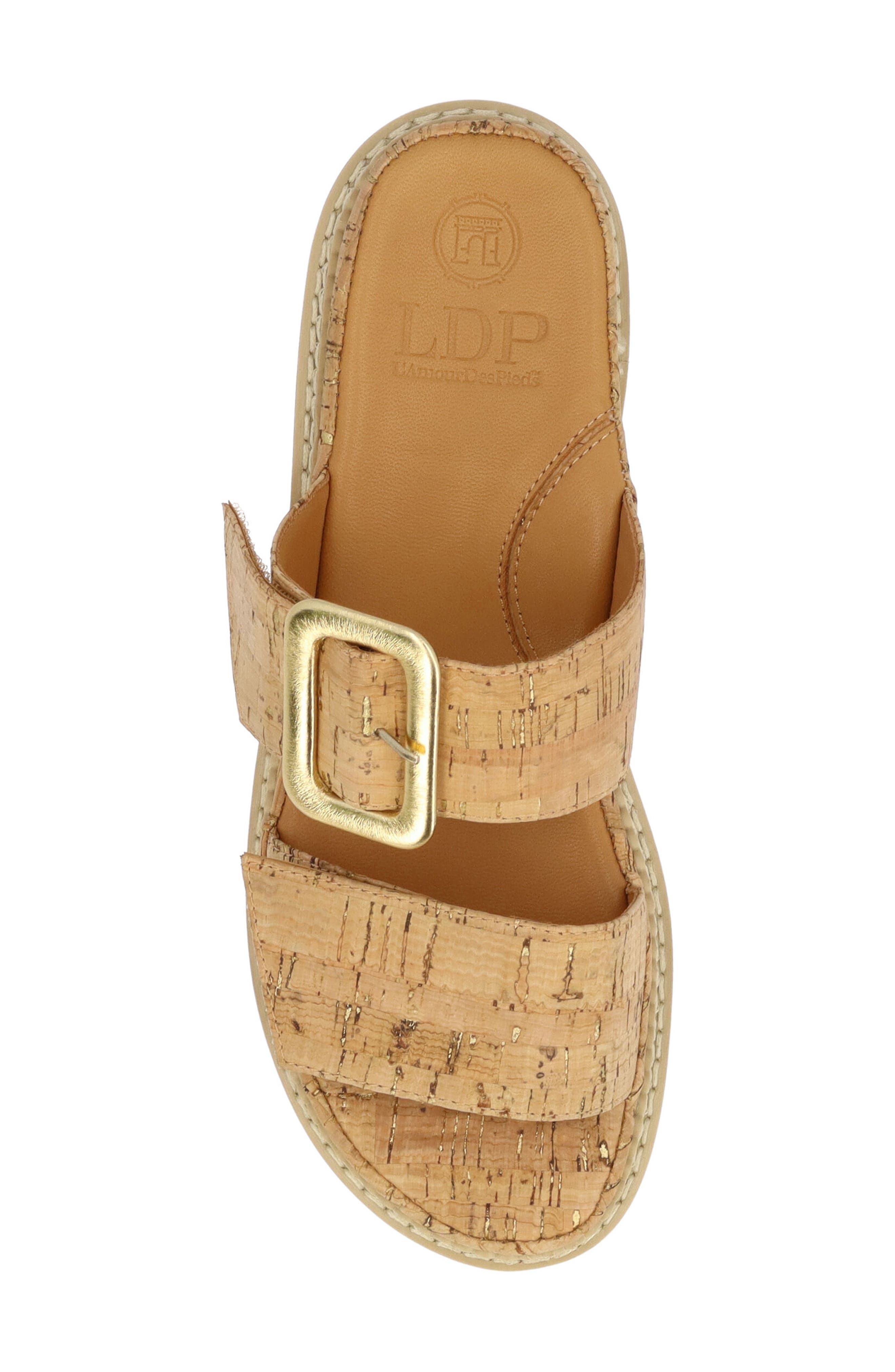 L'Amour des Pieds Dalbir Slide Sandal, Alternate, color, Natural/ Gold