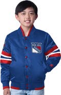 STARTER Youth Starter Blue/Red New York Rangers Scout 1 Full-Snap Varsity Jacket