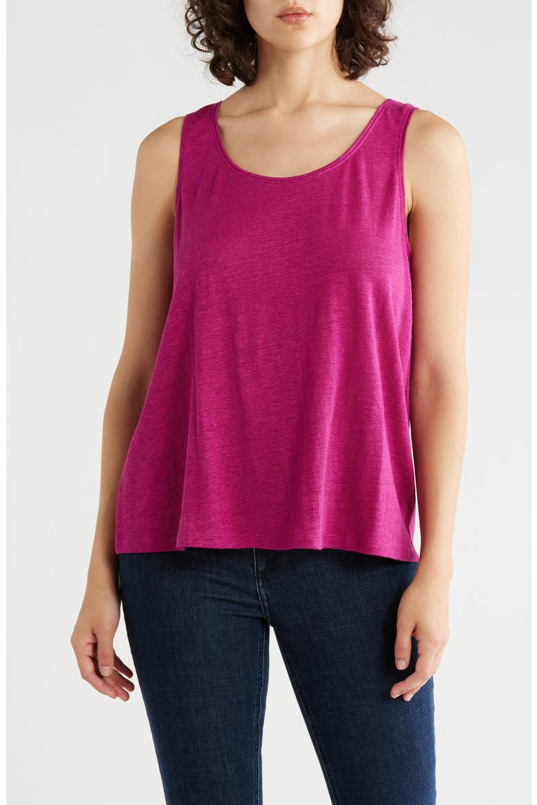 Organic Linen Tank, Main, color, SANGRIA