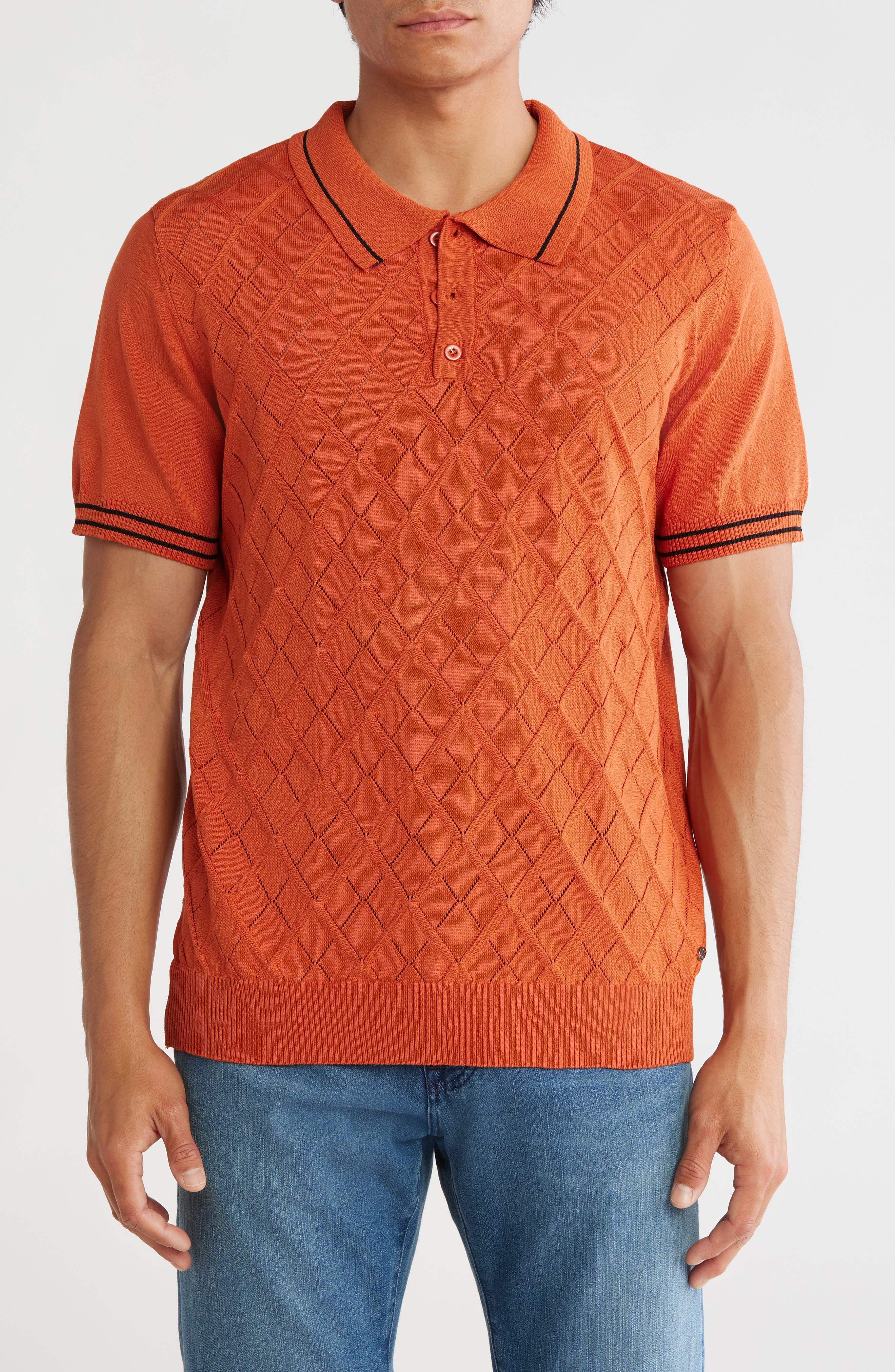 Tipped Collar Sweater Knit Polo - image 3