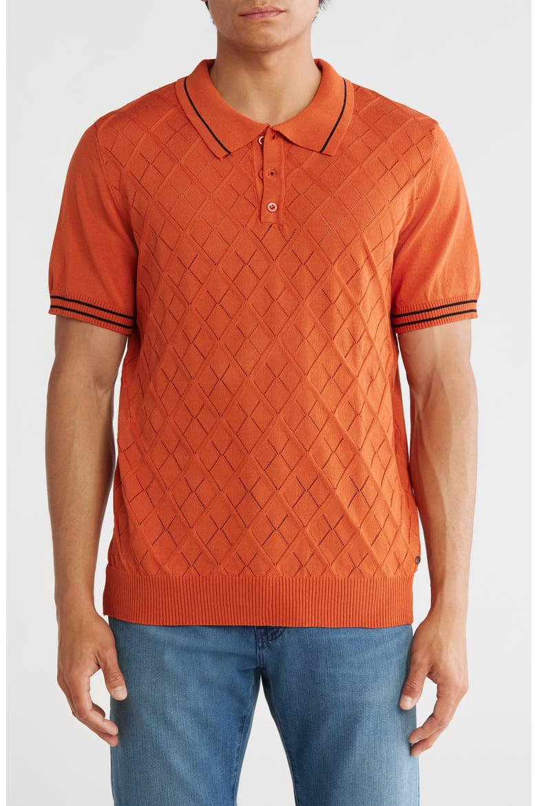 Tipped Collar Sweater Knit Polo, Main, color, BRICK