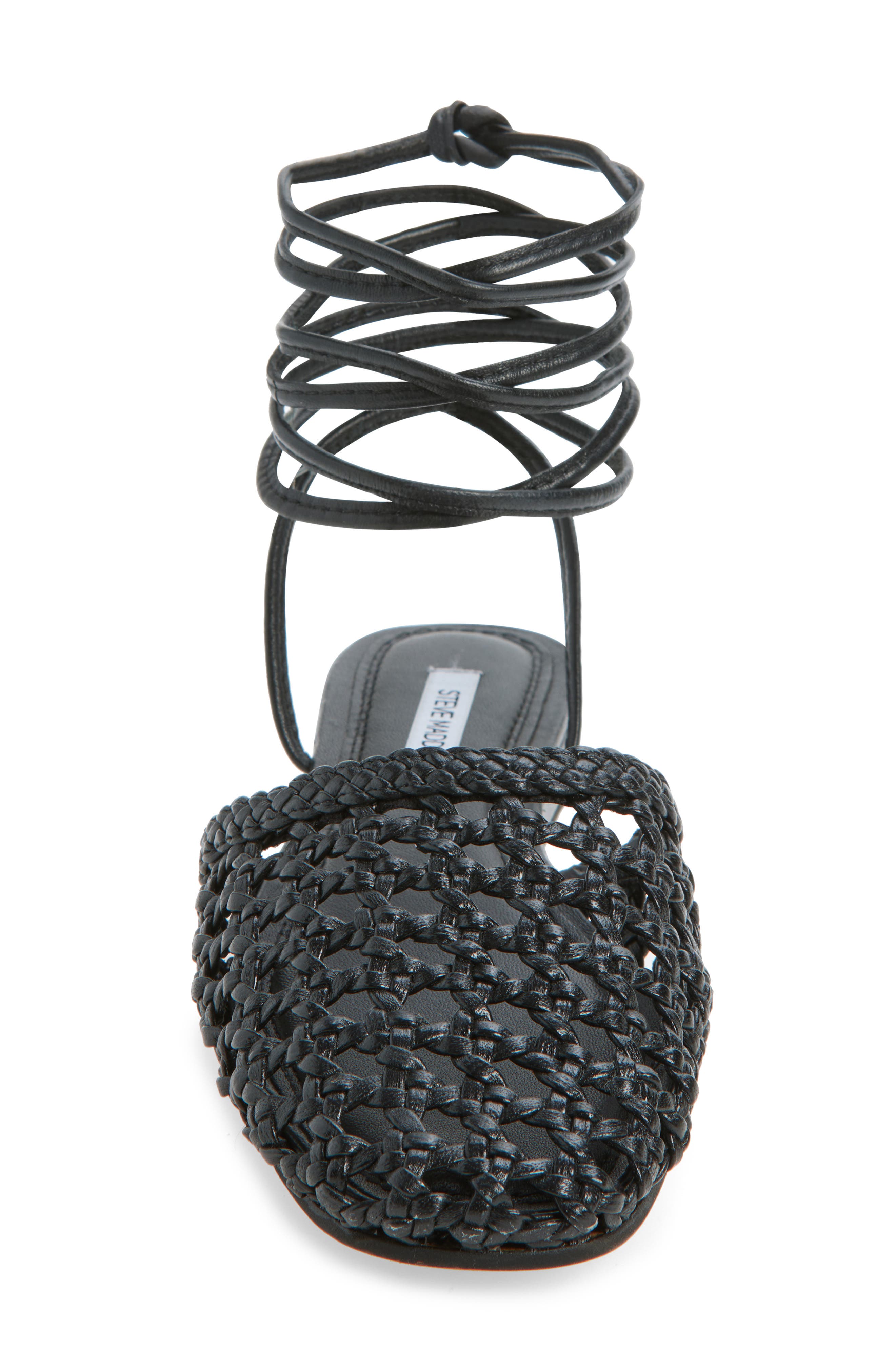 Steve Madden Flutter Wraparound Ankle Sandal, Alternate, color, Black Leather