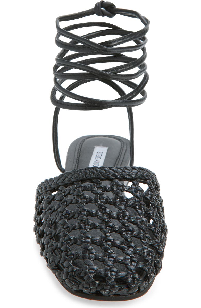 Steve Madden Flutter Wraparound Ankle Sandal, Alternate, color, Black Leather