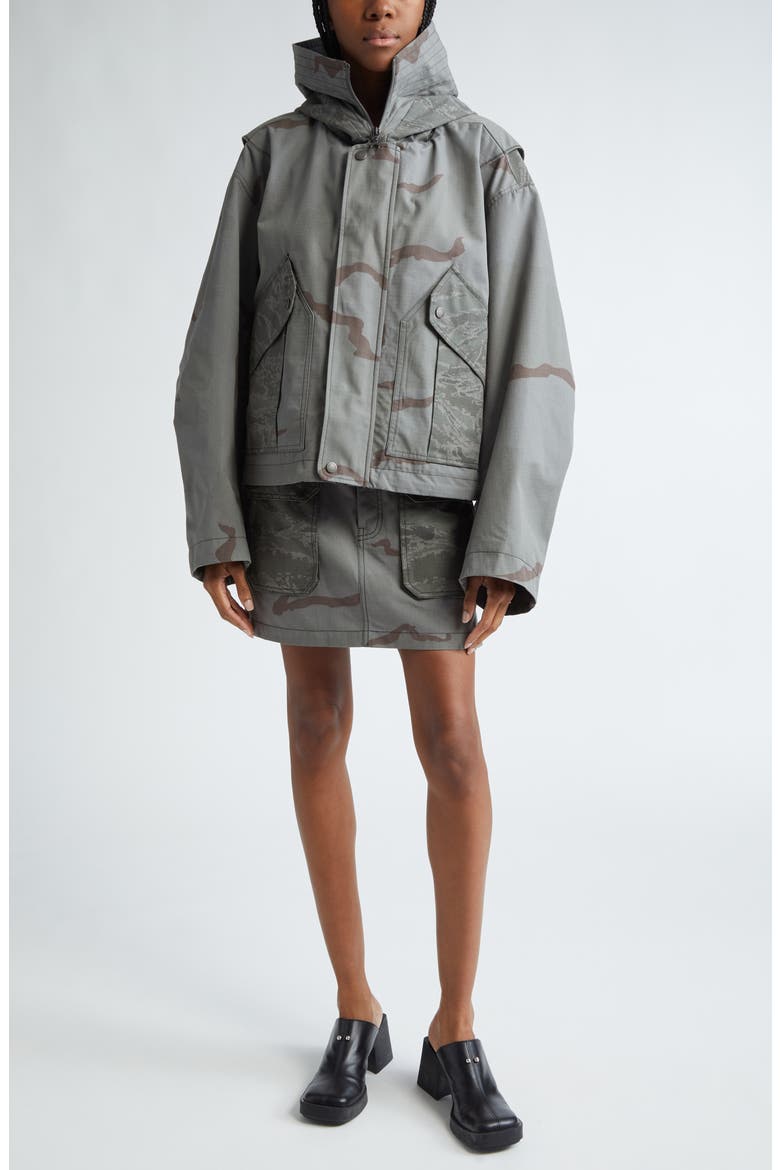 Camo Ripstop Bomber Jacket, Alternate, color, DARK GREY