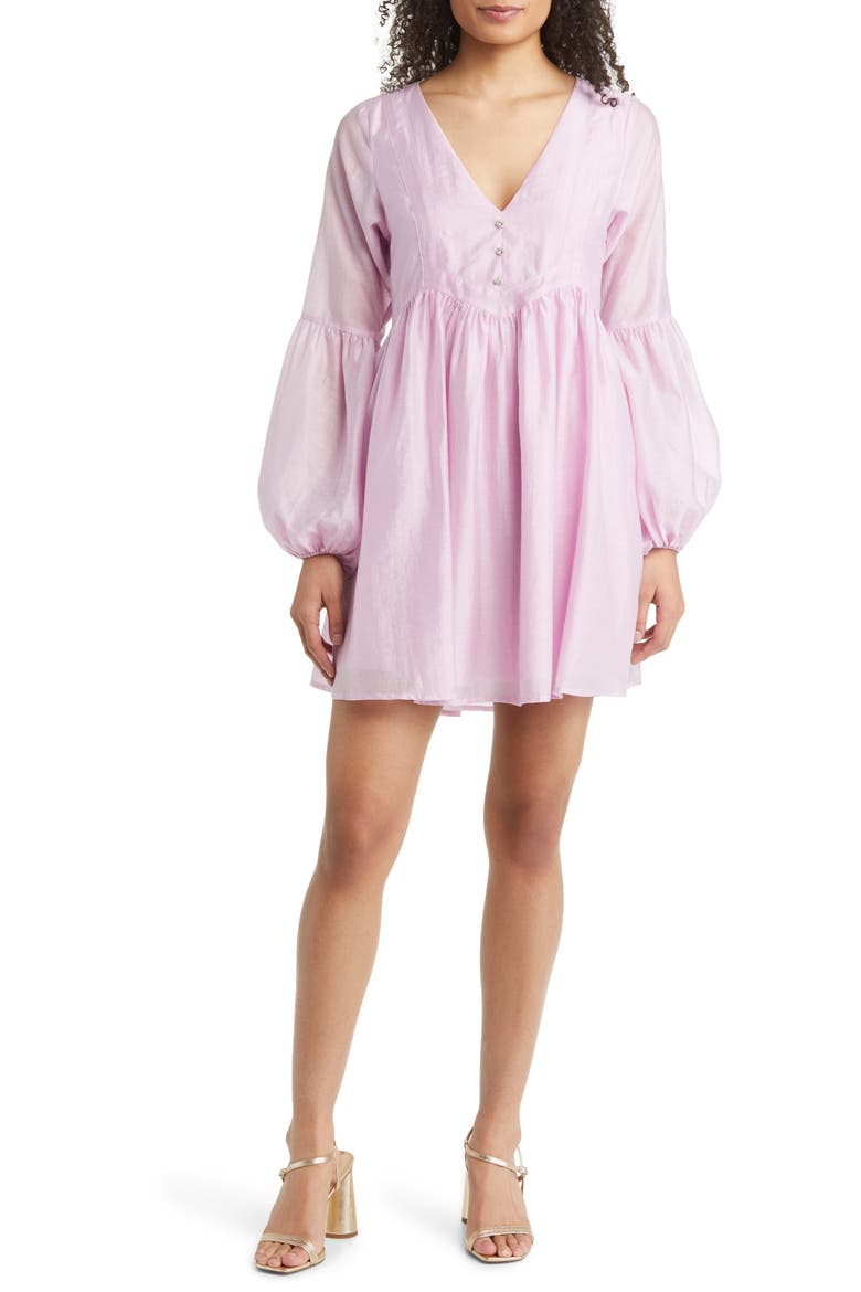 Zosia Long Sleeve Babydoll Dress, Main, color, LILAC