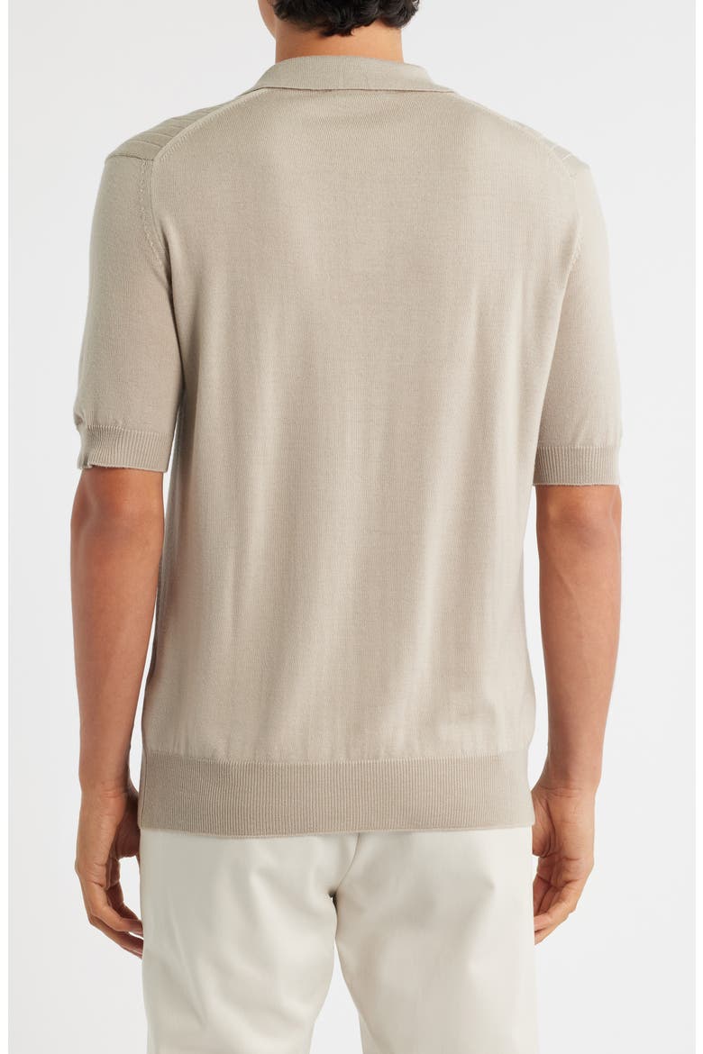 Rib Johnny Collar Cashwool® Polo Sweater, Alternate, color, GREIGE