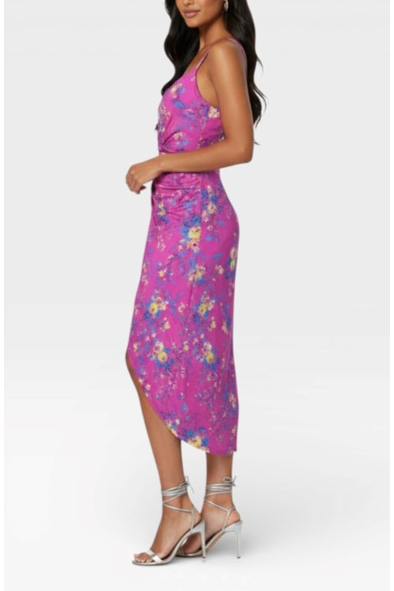 Bree Printed Wrap Midi Dress, Alternate, color, Plum Ditsy Floral