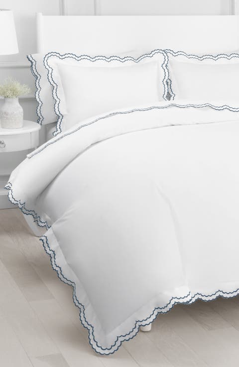Scalloped Embroidered Cotton Duvet Set