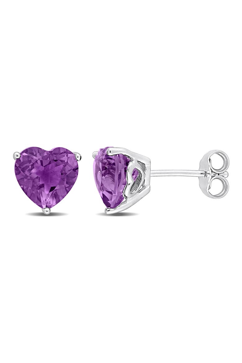 Amethyst Heart Stud Earrings, Main, color, PURPLE