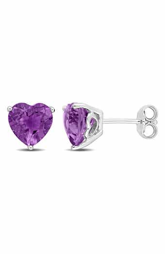 Amethyst Heart Stud Earrings