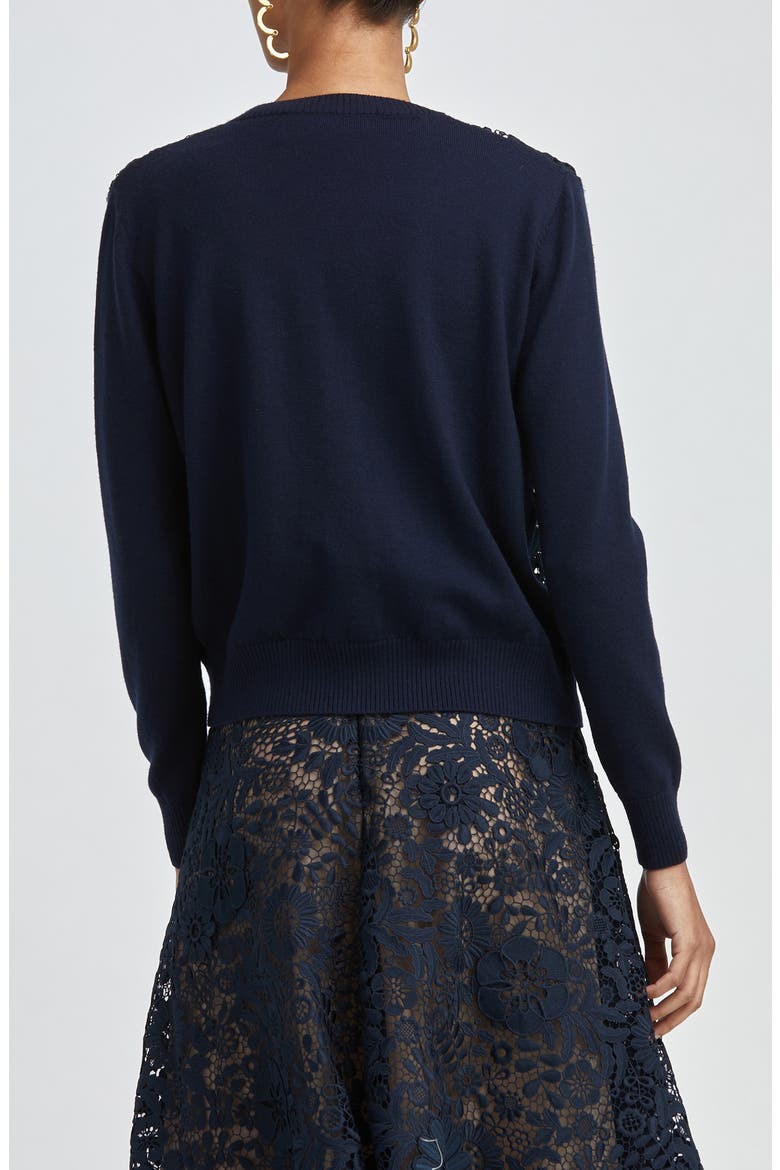 Lace Wool Cardigan, Alternate, color, NAVY