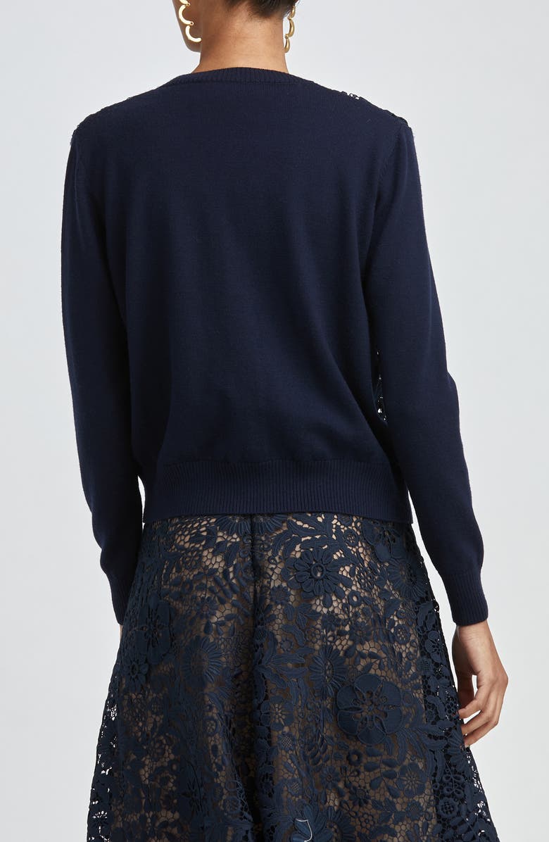 Oscar de la Renta Lace Wool Cardigan, Alternate, color, 