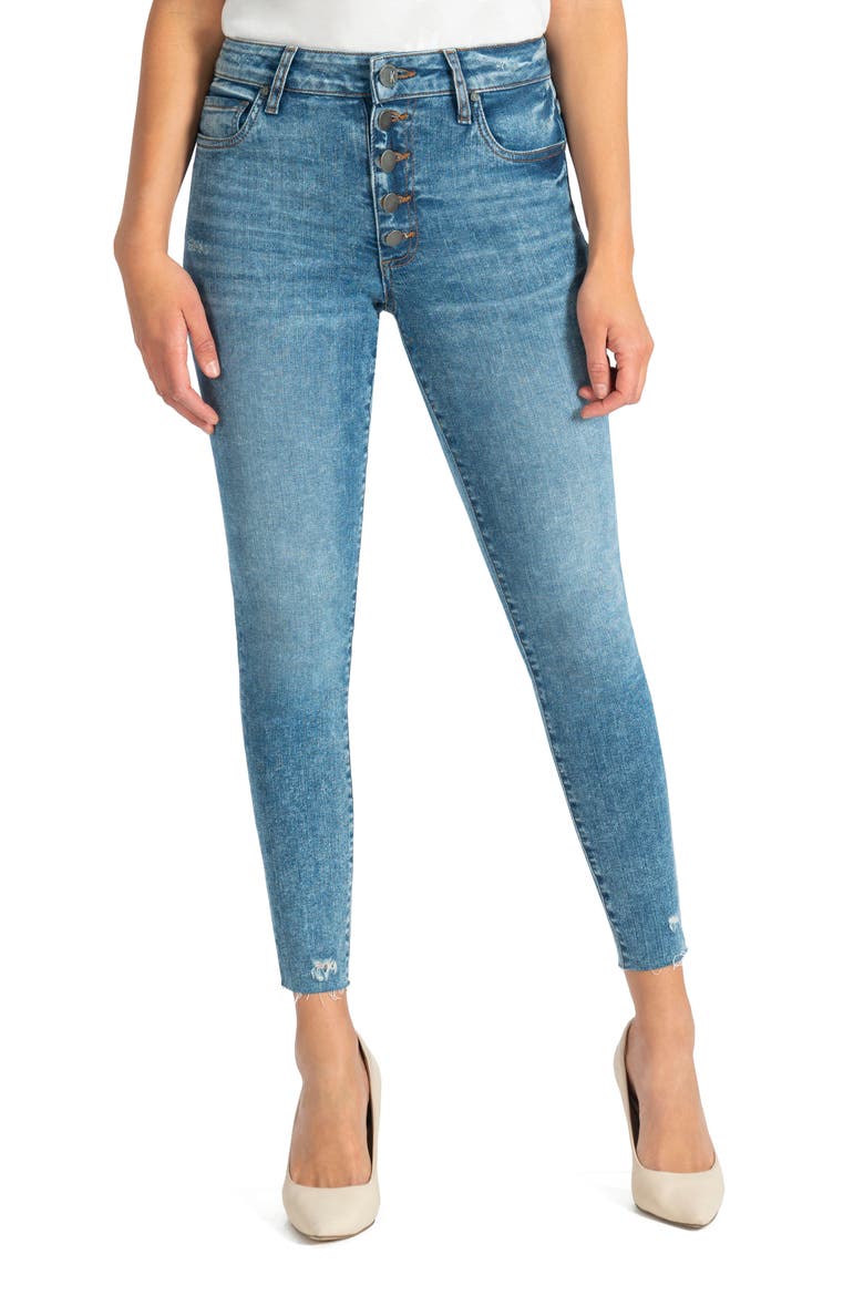 Donna Raw Hem High Waist Ankle Skinny Jeans, Main, color, FEELING