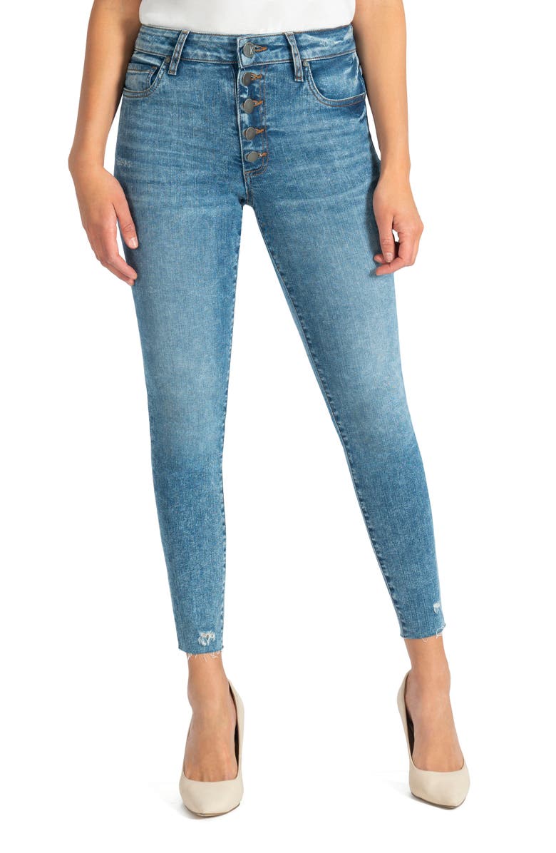KUT from the Kloth Donna Raw Hem High Waist Ankle Skinny Jeans, Main, color,