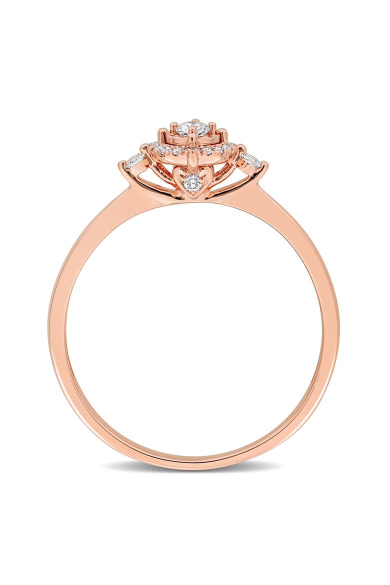 Lab-Grown Diamond Halo Promise Ring 14k, Alternate, color, Rose Gold