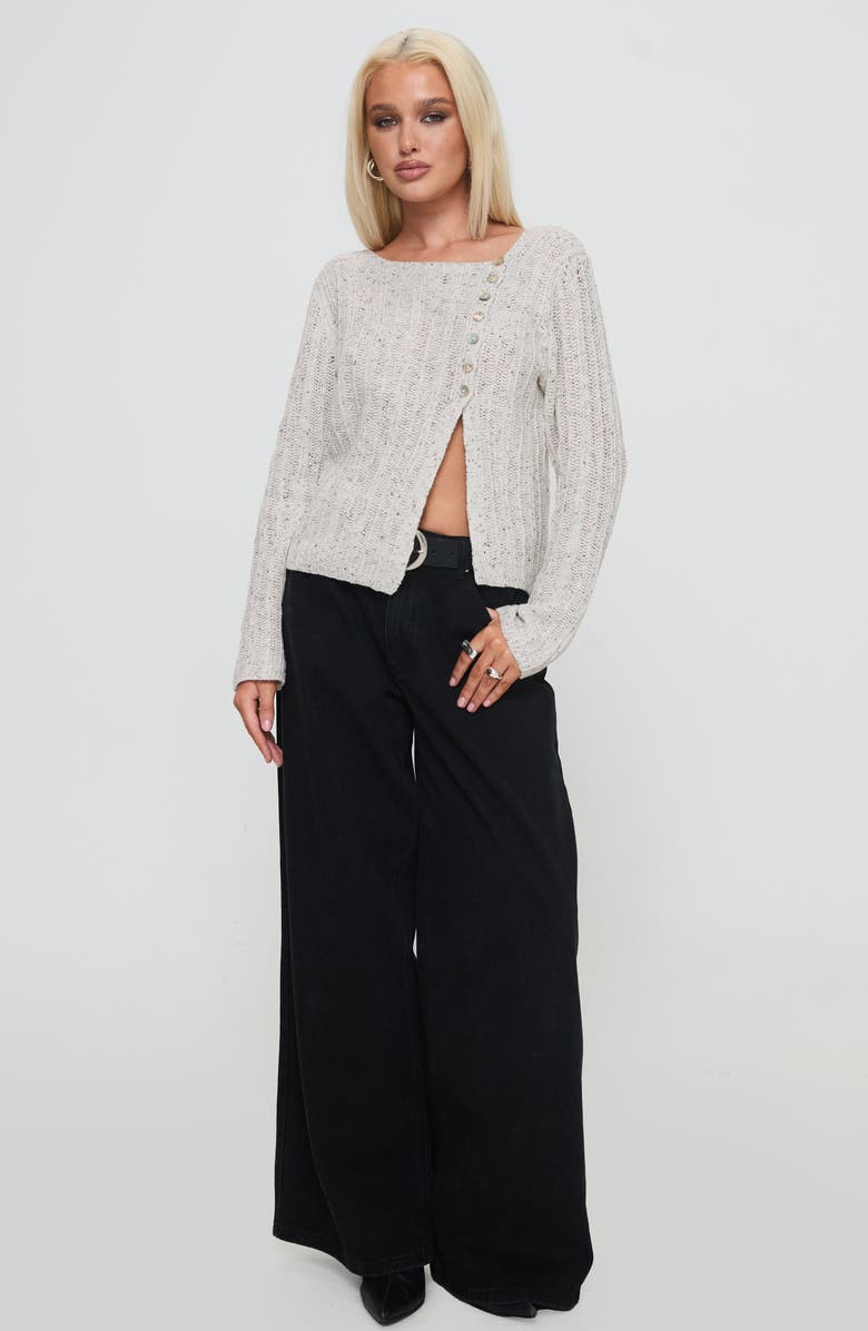 Princess Polly Lneker Split Front Sweater, Alternate, color, Grey